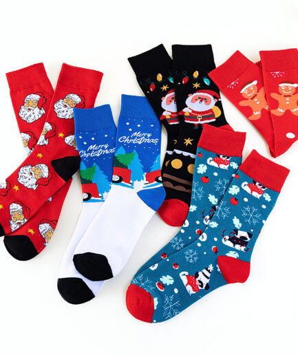 Factory Direct Wholesale Cotton Christmas Socks Trendy Jacquard Unisex 200 Needles SICSIS0001